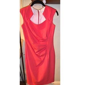 Calvin Klein Salmon/Coral Midi Cocktail dress